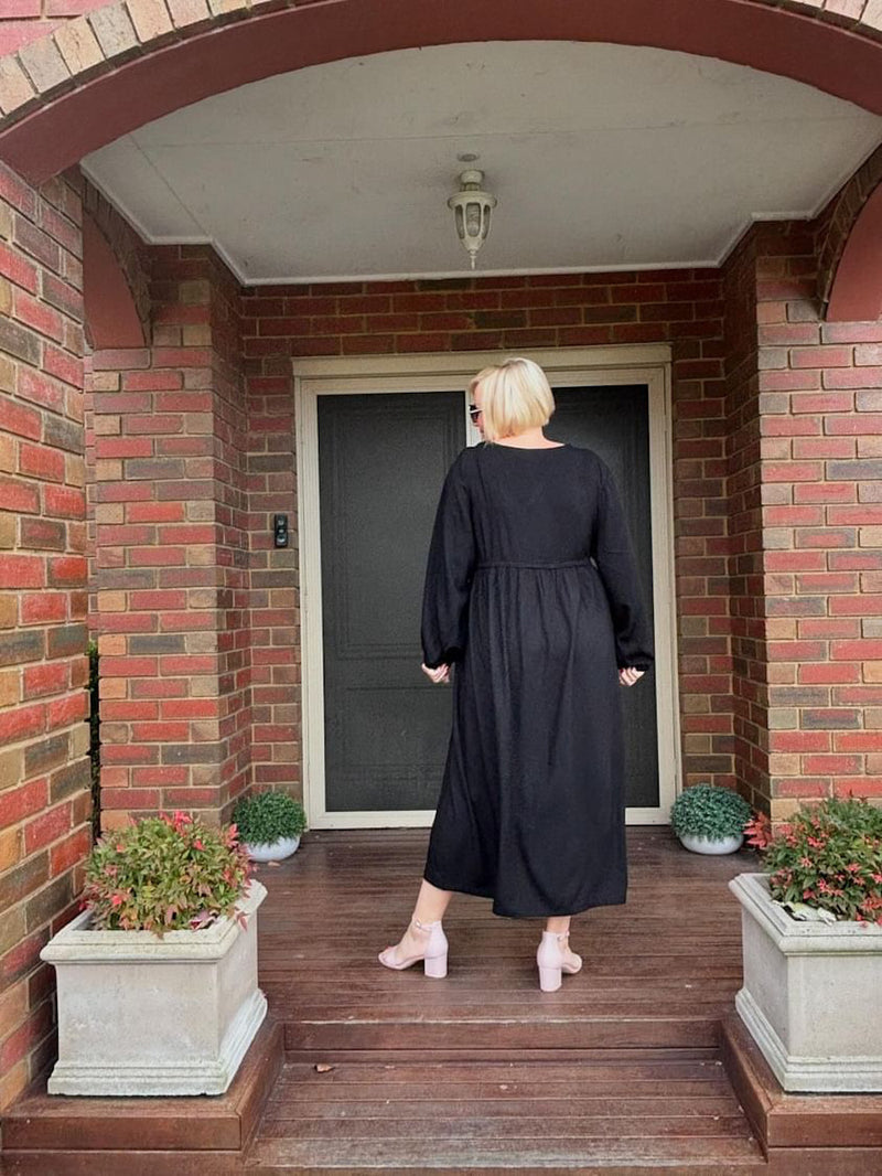 Audrey Long Sleeve Maxi in Black