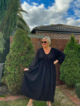 Audrey Long Sleeve Maxi in Black