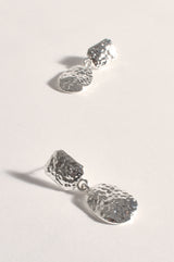 Textured Silver Metal Drop Earrings