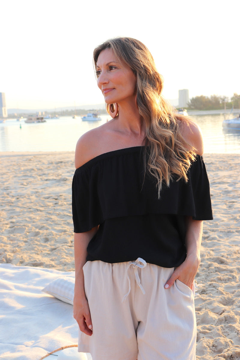 Love The Frill On Or Off Shoulder Top In Black