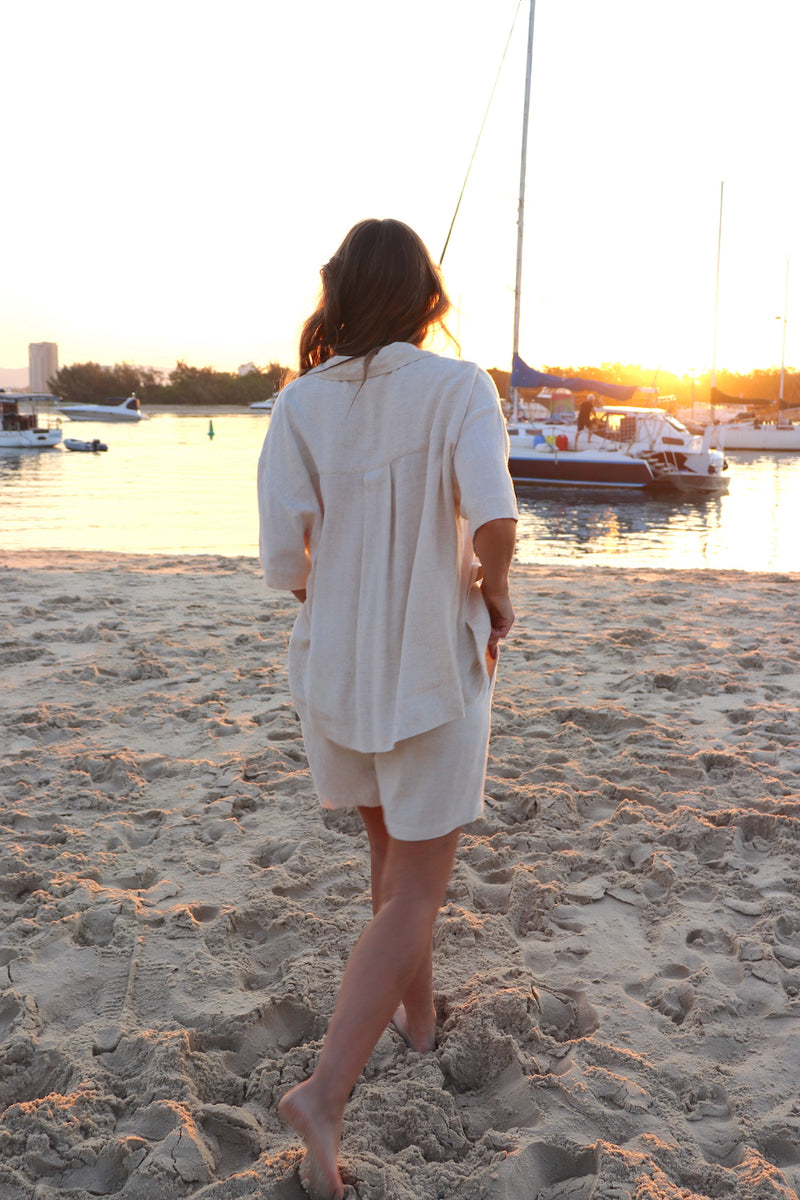 Lighthouse Lux Linen Shorts in Natural