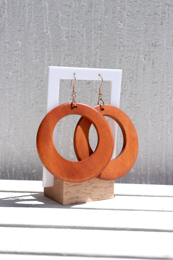 Wooden Round Statement Earrings