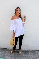 Hermosa On or off the Shoulders Top in White