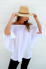 Hermosa On or off the Shoulders Top in White