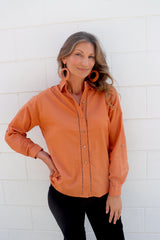 Lauren Linen Shirt in Rust