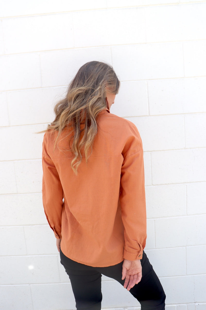 Lauren Linen Shirt in Rust