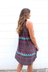 Tahiti Dress in Aztec Choc Mint