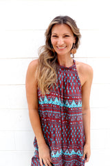 Tahiti Dress in Aztec Choc Mint