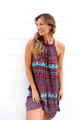 Tahiti Dress in Aztec Choc Mint