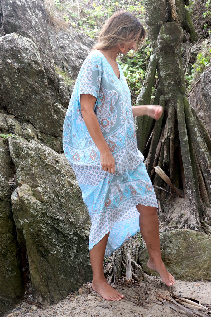 Island Holiday High Low Dress In Baby Blue