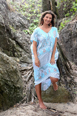 Island Holiday High Low Dress In Baby Blue