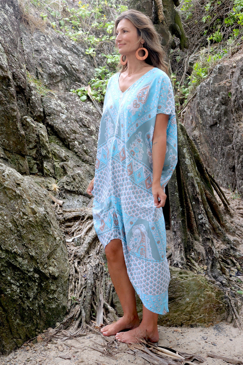 Island Holiday High Low Dress In Baby Blue