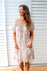 Aloha Dress In Zebra Taupe