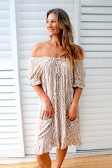 Aloha Dress In Zebra Taupe