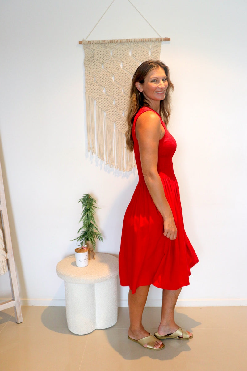 Sicily Summer Dress in Red