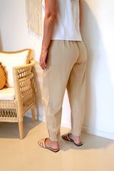 Resort Linen Blend Pant in Sand