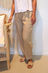 Resort Linen Blend Pant in Sand