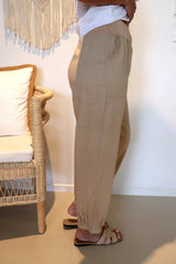 Resort Linen Blend Pant in Sand