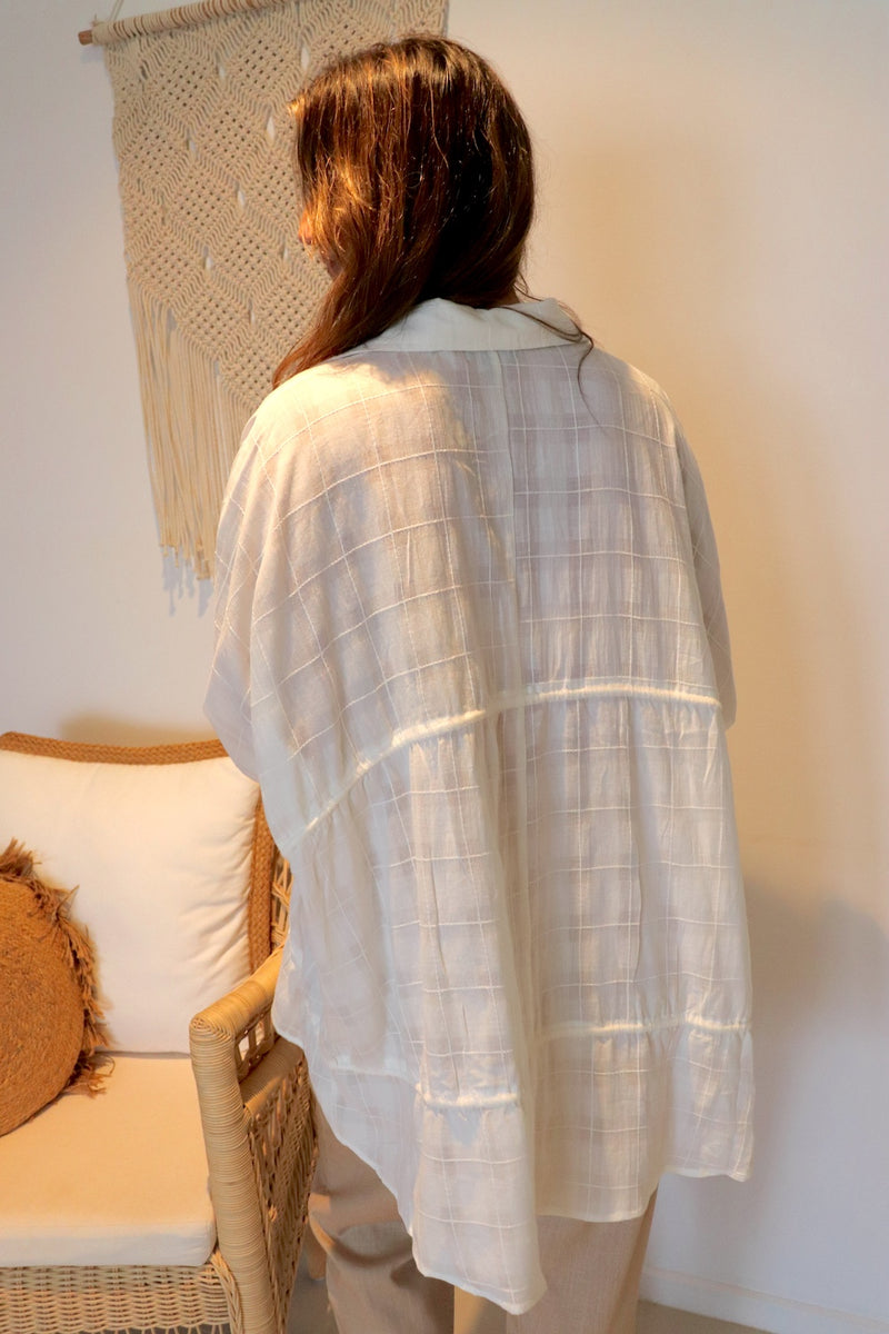 Sorrento Cotton Overshirt in Eggshell