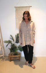 Sorrento Cotton Overshirt in Latte