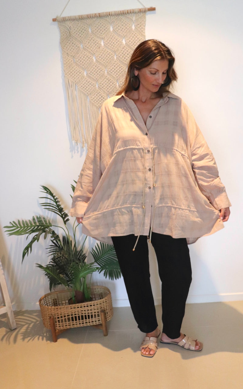 Sorrento Cotton Overshirt in Latte