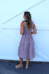 Harbour Midi Dress in Gingham Chocolate