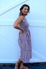 Harbour Midi Dress in Gingham Chocolate