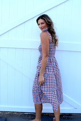 Harbour Midi Dress in Gingham Chocolate