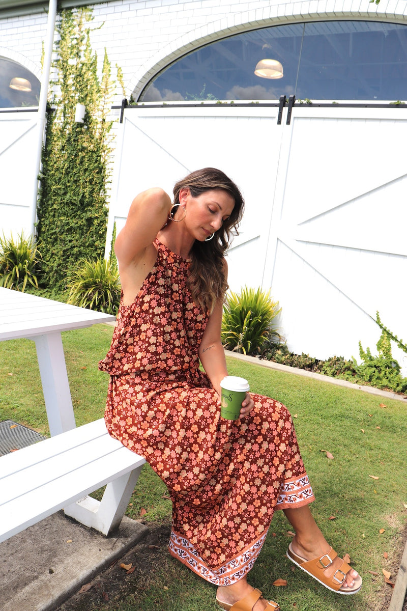 Off To Hawaii Halter Maxi Dress in Bloom