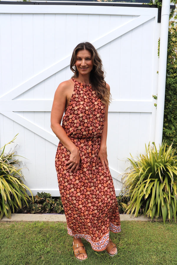 Off To Hawaii Halter Maxi Dress in Bloom