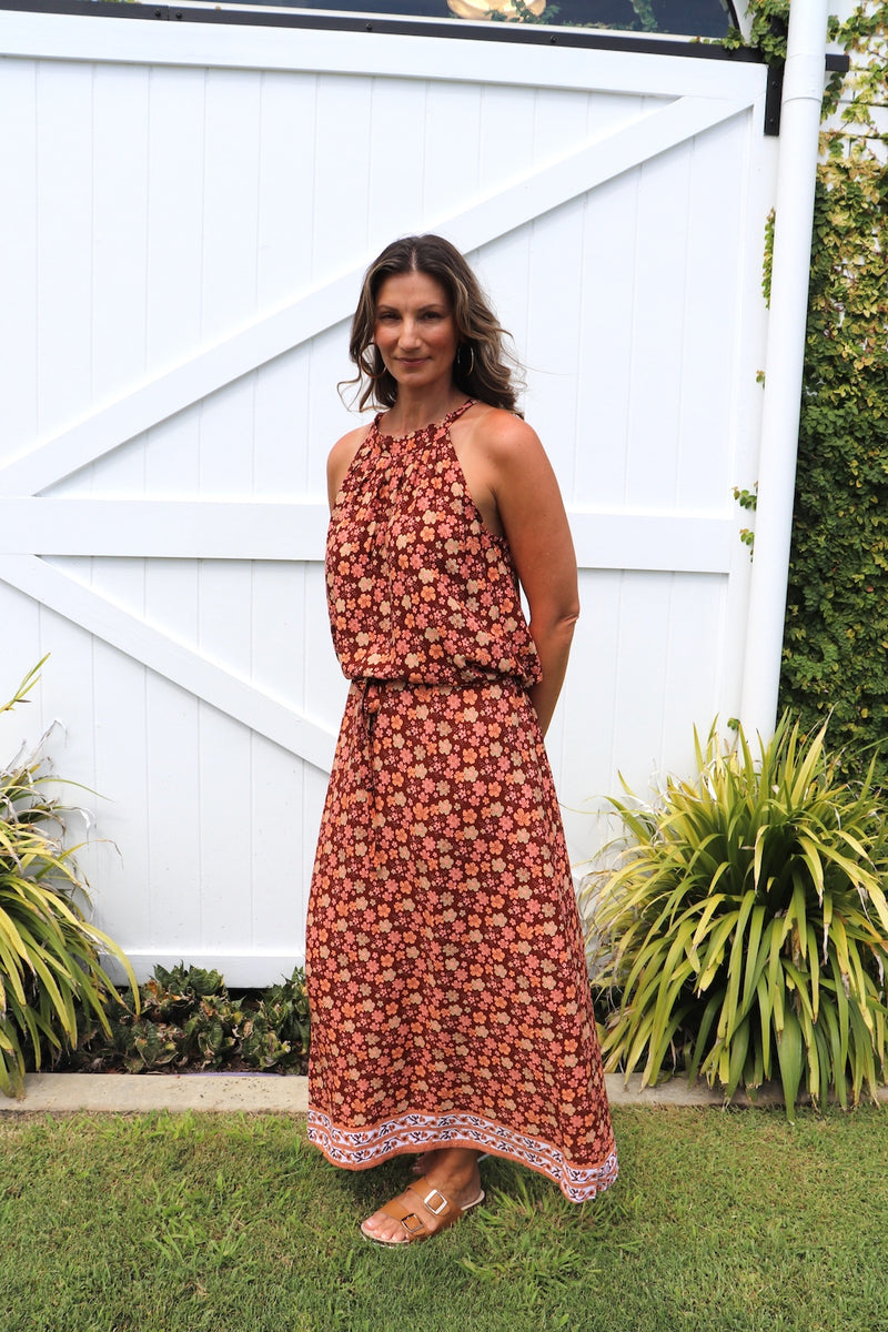 Off To Hawaii Halter Maxi Dress in Bloom