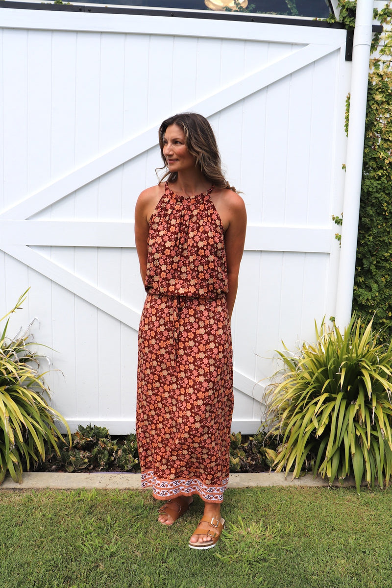 Off To Hawaii Halter Maxi Dress in Bloom