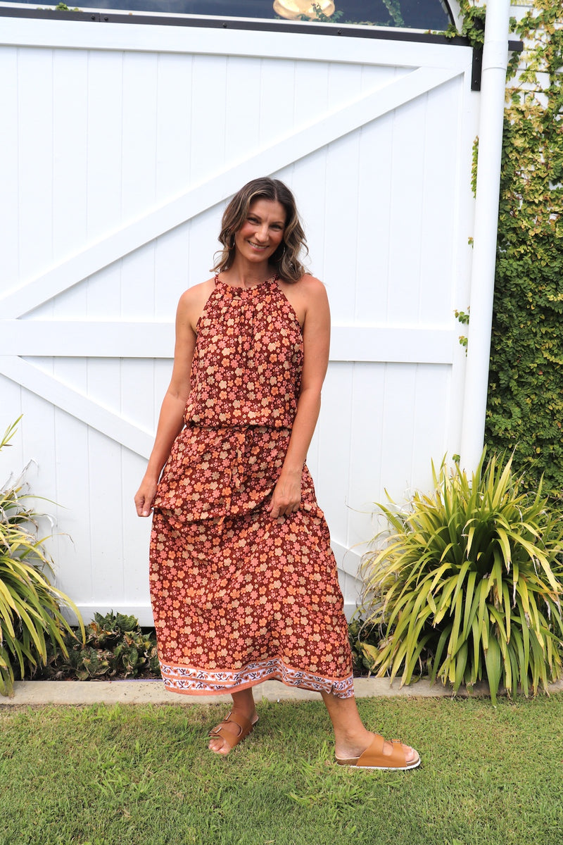 Off To Hawaii Halter Maxi Dress in Bloom