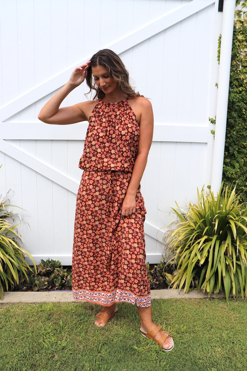 Off To Hawaii Halter Maxi Dress in Bloom