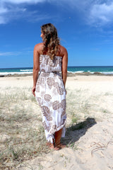 Daytripper Tube Maxi Dress In Taupe Leaf