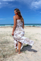 Daytripper Tube Maxi Dress In Taupe Leaf