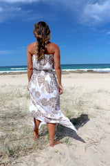 Daytripper Tube Maxi Dress In Taupe Leaf