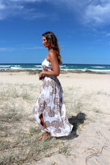 Daytripper Tube Maxi Dress In Taupe Leaf