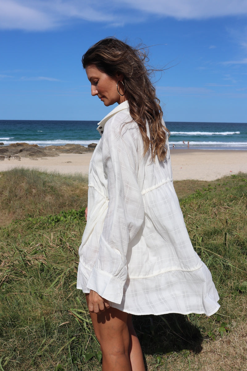 Sorrento Cotton Overshirt in Eggshell