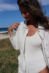 Sorrento Cotton Overshirt in Eggshell