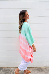 Short Pom Pom Kaftan in Fairy Floss Pink Lime