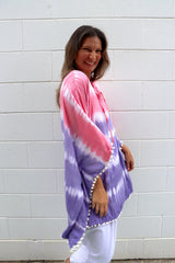 Short Pom Pom Kaftan in Fairy Floss Purple Pink