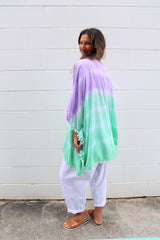 Short Pom Pom Kaftan in Fairy Floss Lime Lavender