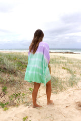 Short Pom Pom Kaftan in Fairy Floss Lime Lavender