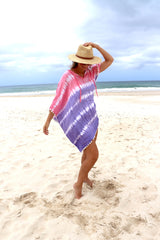 Short Pom Pom Kaftan in Fairy Floss Purple Pink