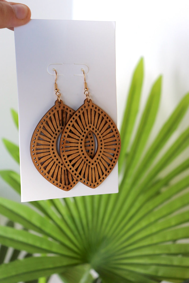 Diamond Wood Boho Earrings