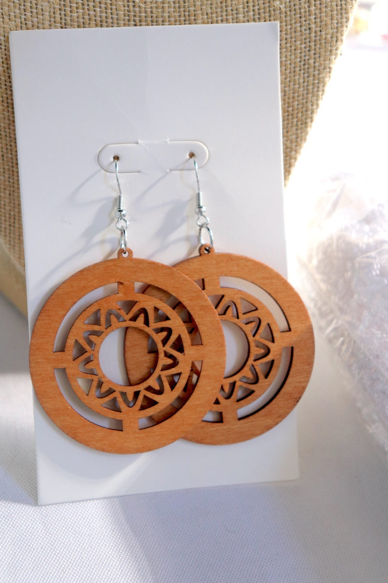 Circles Boho Wood Earrings