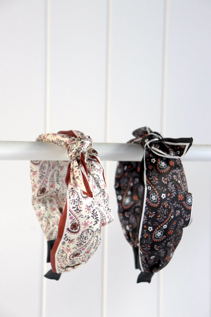 Solid Paisley Headband in White