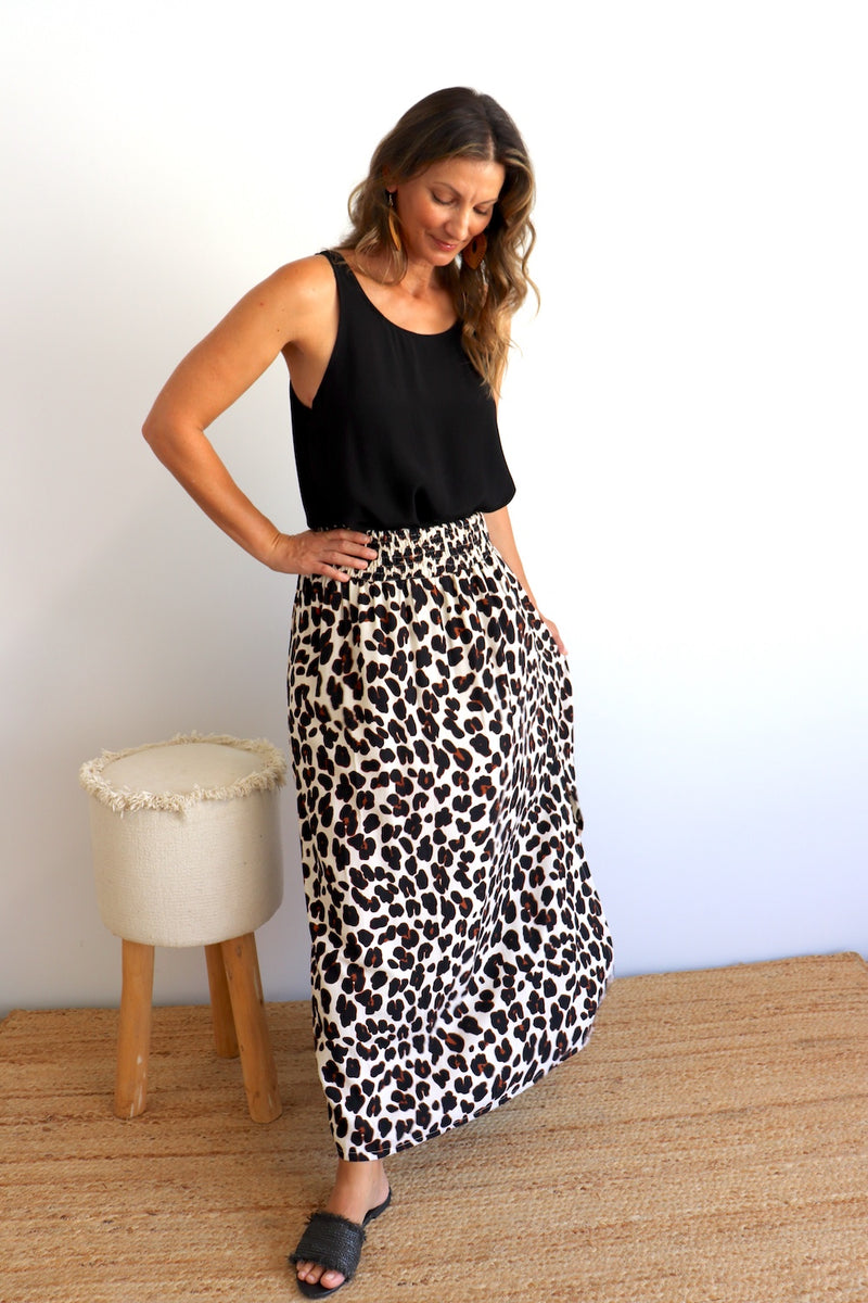 Merci Maxi Skirt In Black Jaguar