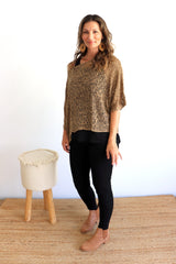 Travel Overlay Knit Top in Chocolate